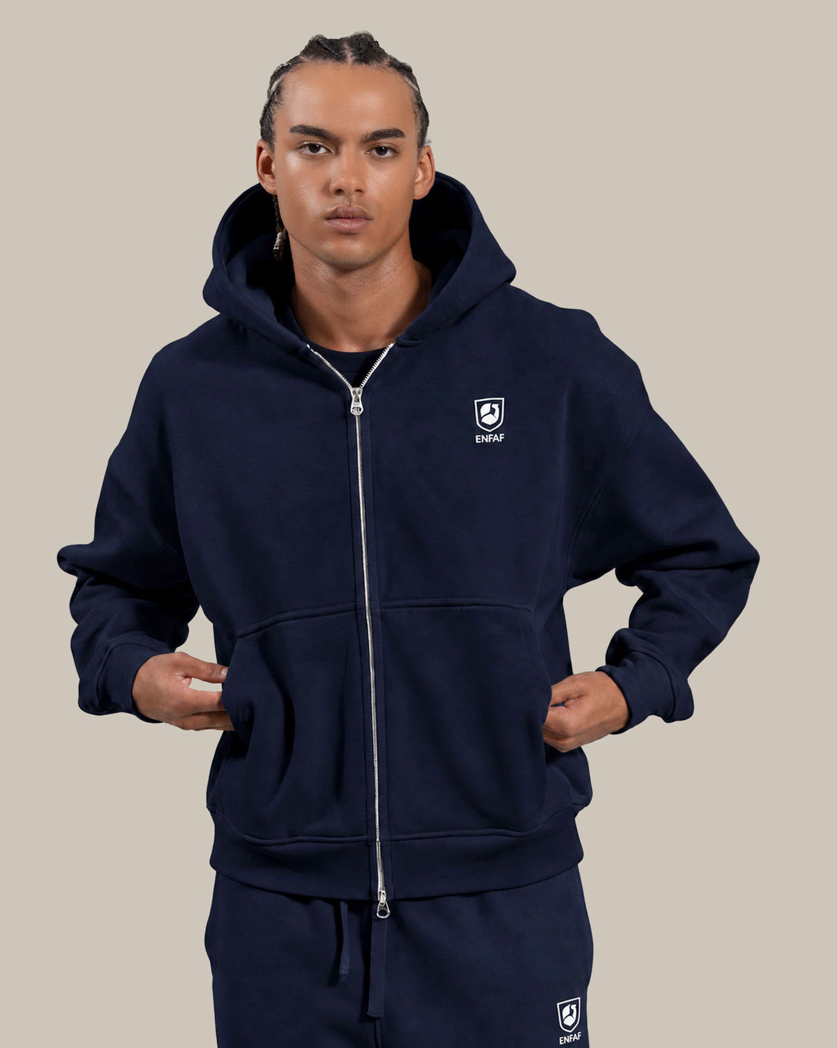 ENFAF Club™ Hoodie oversize algodón premium navy