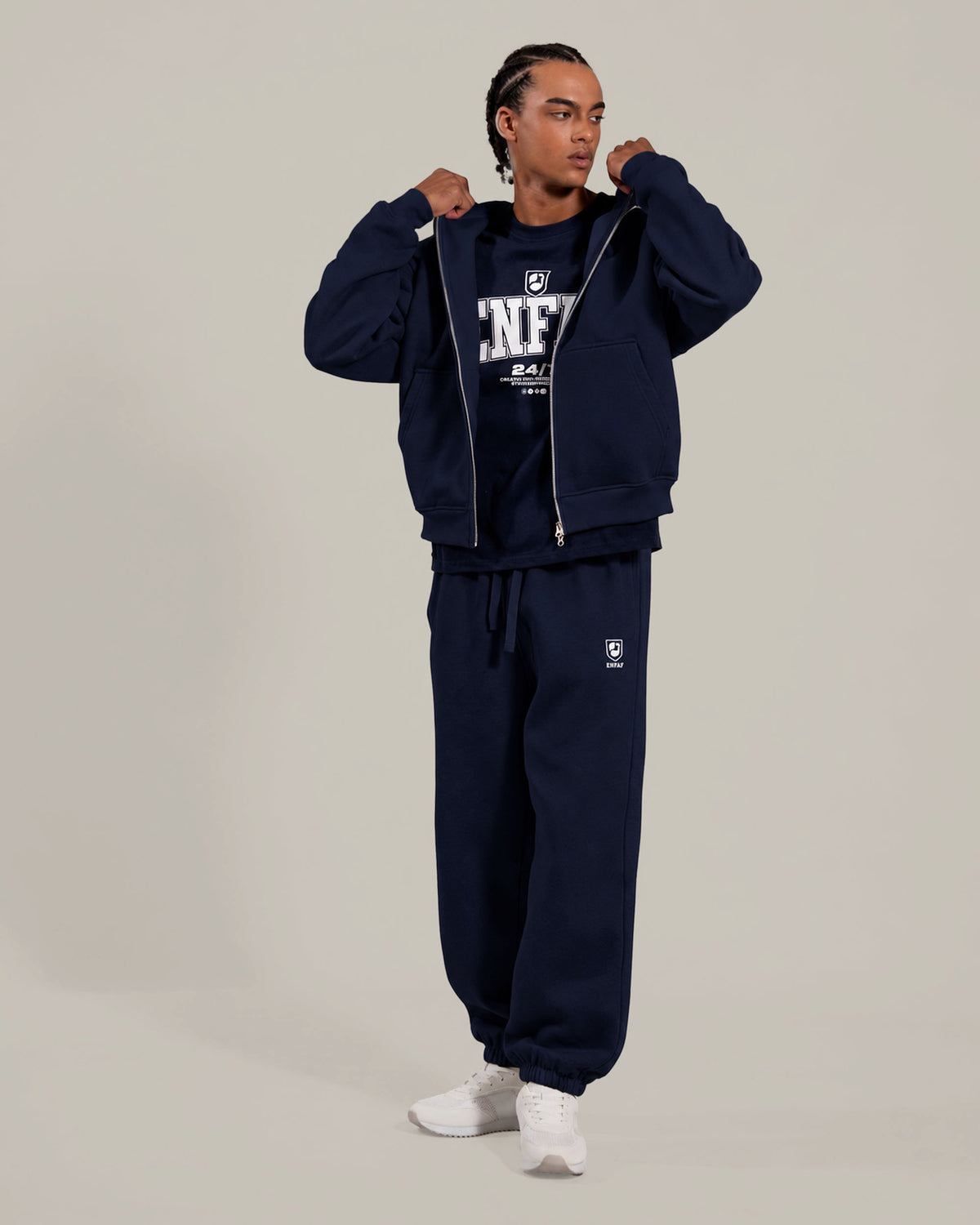 ENFAF Club™ Hoodie oversize algodón premium navy