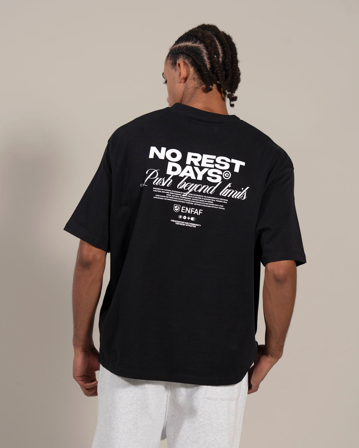 No Rest Days Camiseta oversize gym negra