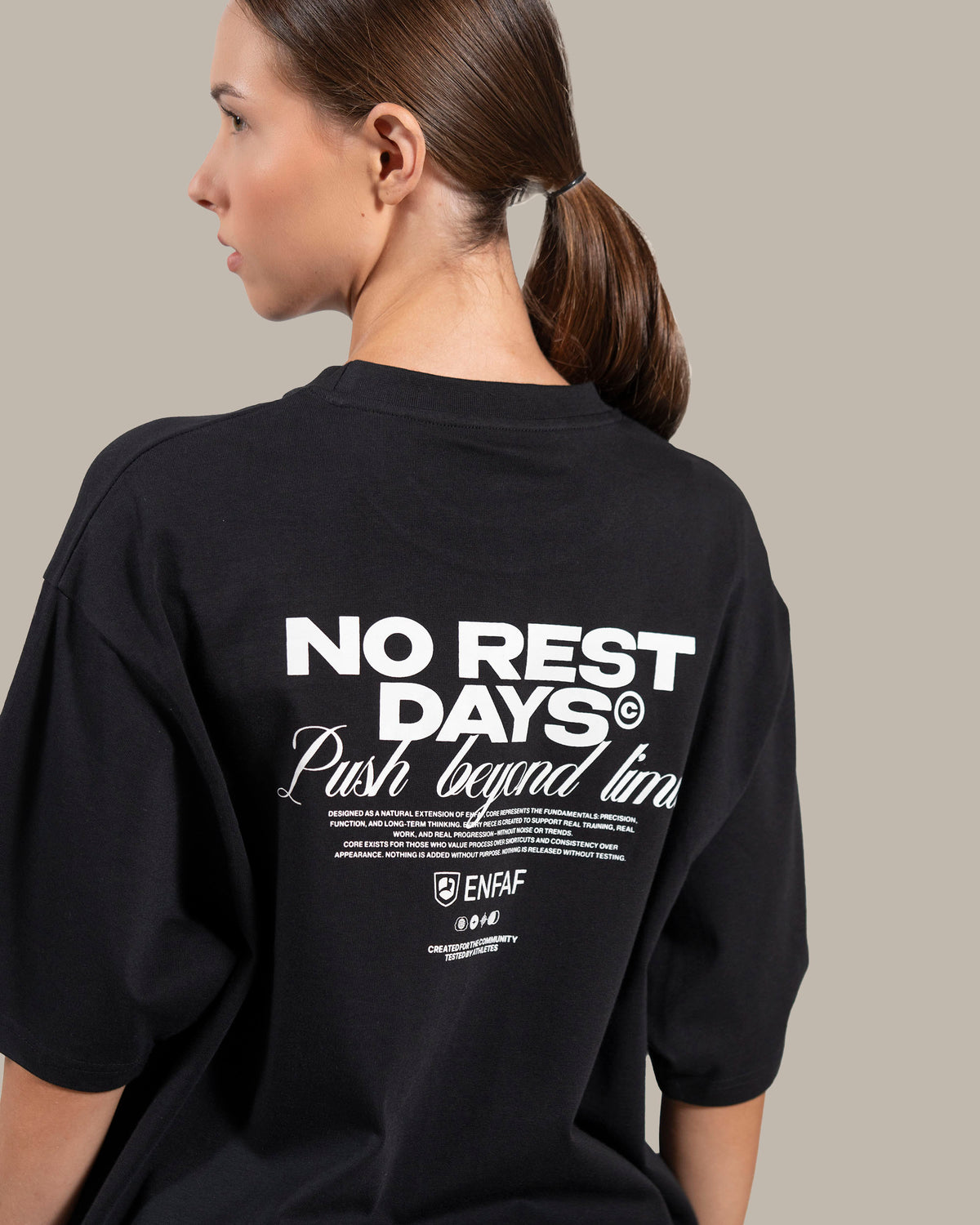 No Rest Days Camiseta oversize gym negra