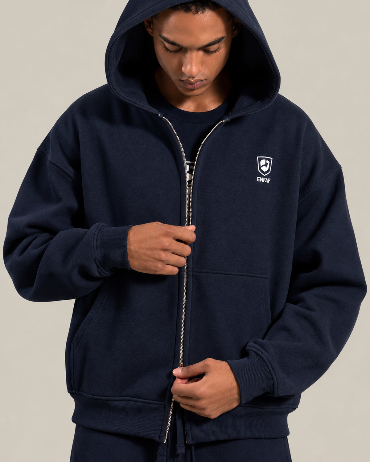 ENFAF Club™  Hoodie oversize algodón premium navy