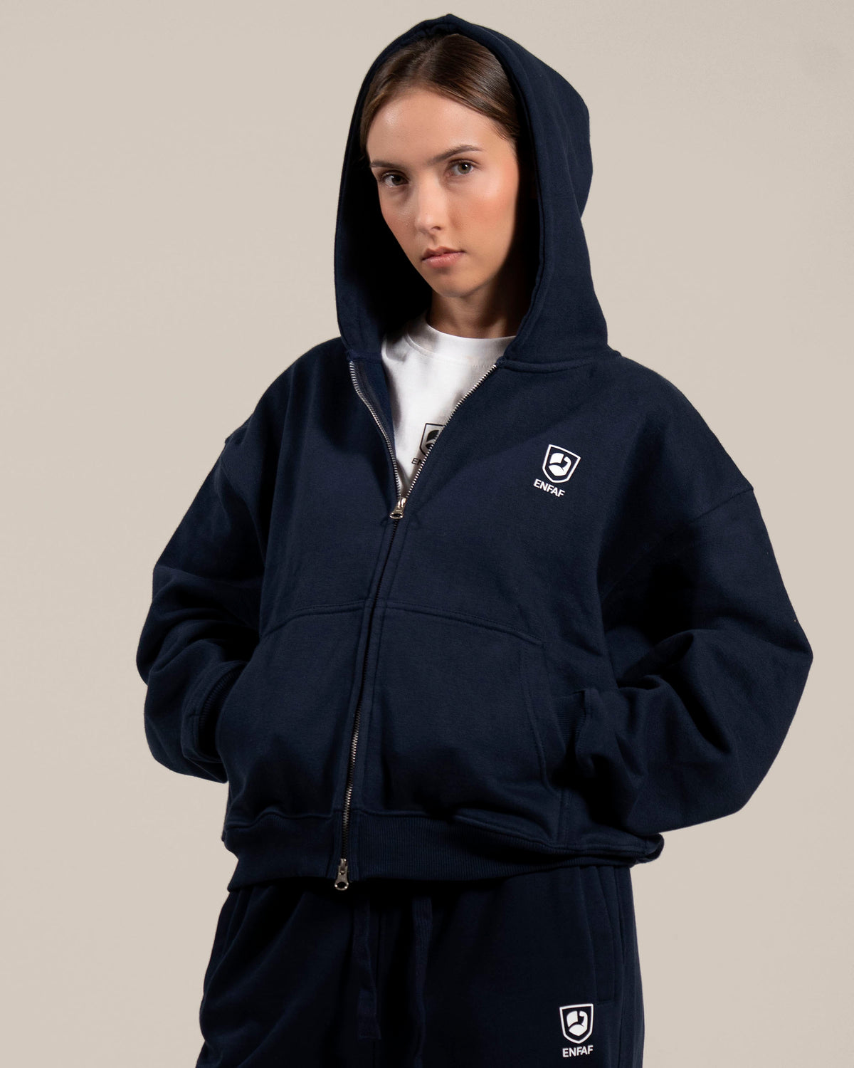 ENFAF Club™  Hoodie oversize algodón premium navy