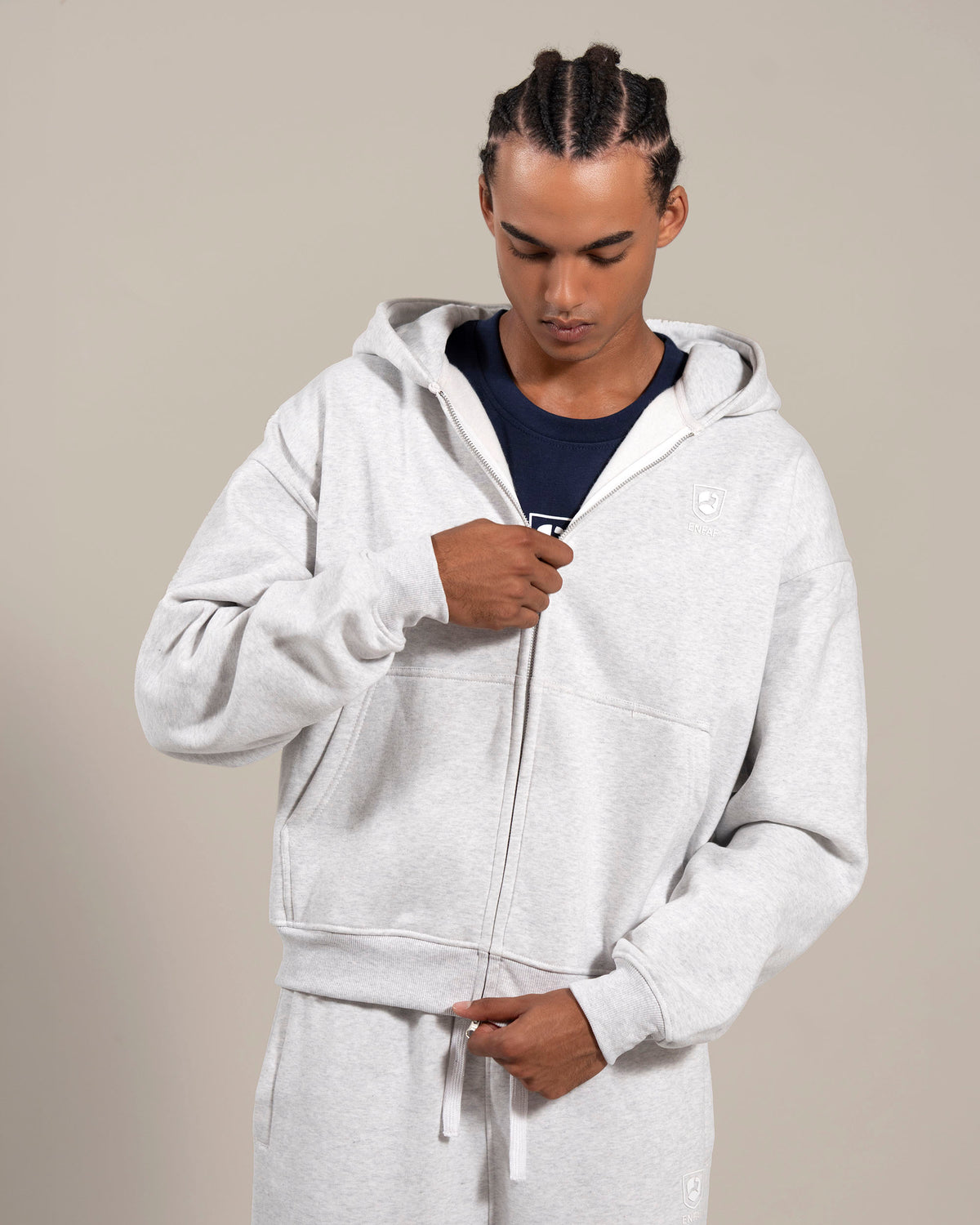 ENFAF Club™ Hoodie oversize algodón premium gris vigoré