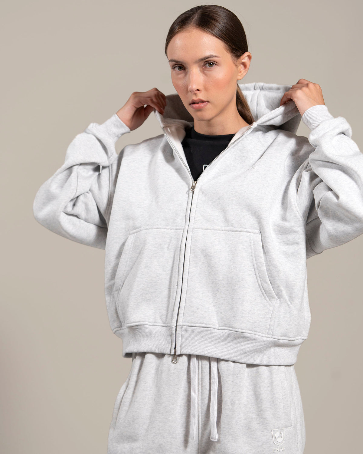 ENFAF Club™ Hoodie oversize algodón premium gris vigoré